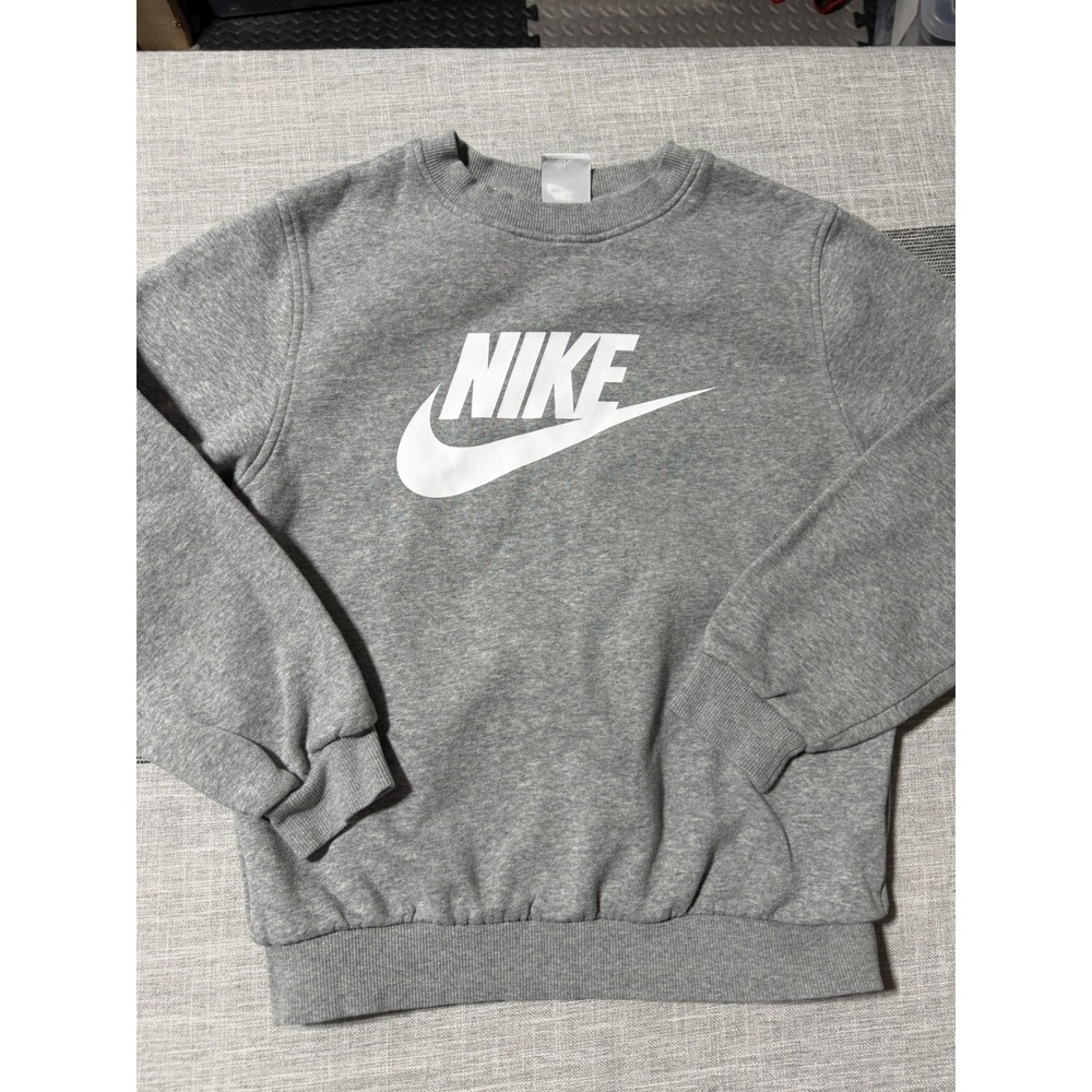 Nike Mens Gray Fleece Graphic Logo Crewneck Sweatshirt Large